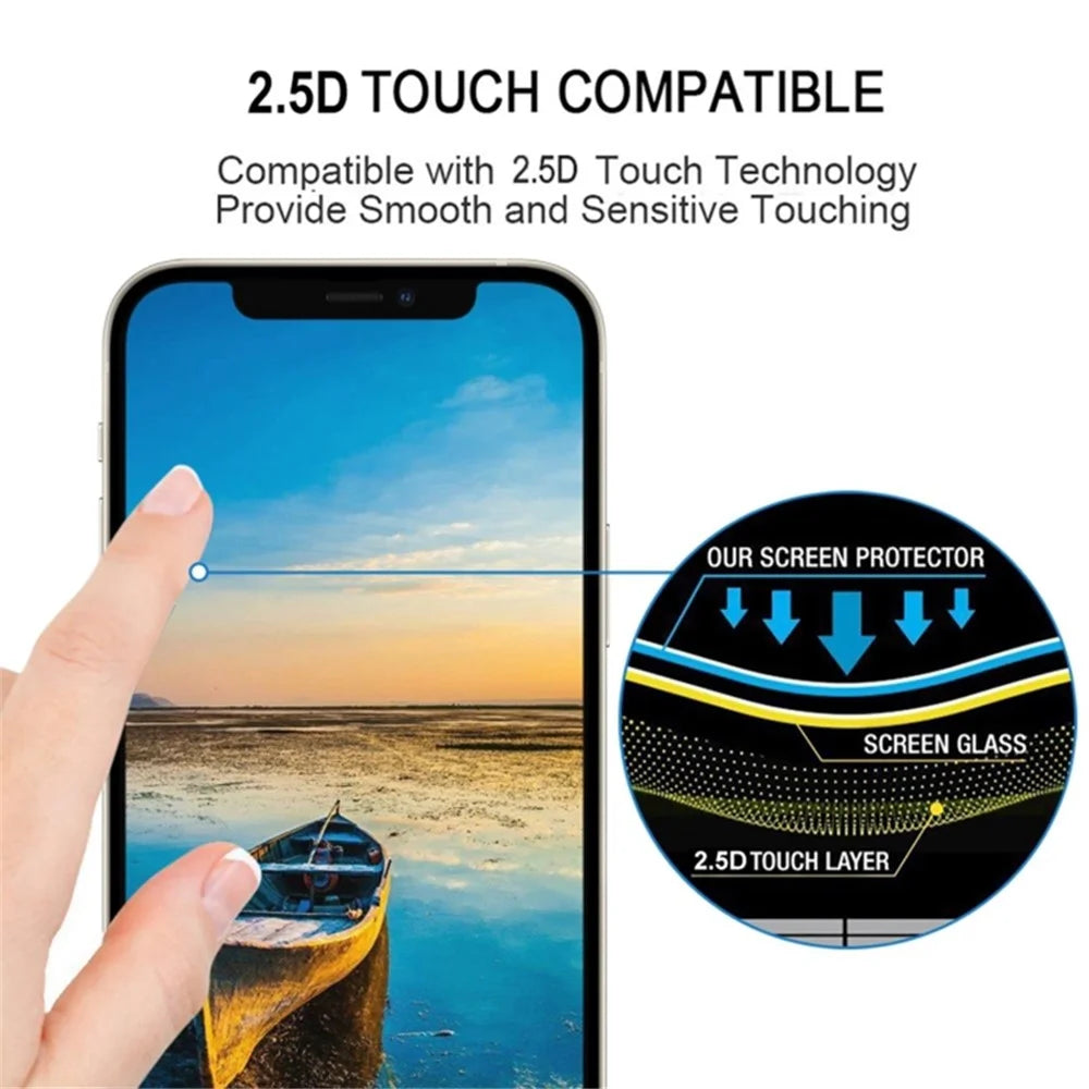 25Pcs For iPhone 13 Pro Silk Printing Screen Protector Medium Alumina Glass Film HD Clear - 5