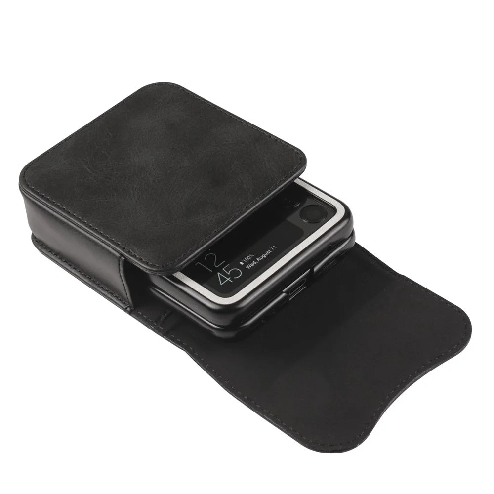 Phone Belt Bag for Universal Folding Cell Phones Magnetic Waist Pouch with Card Slots - Black - 2