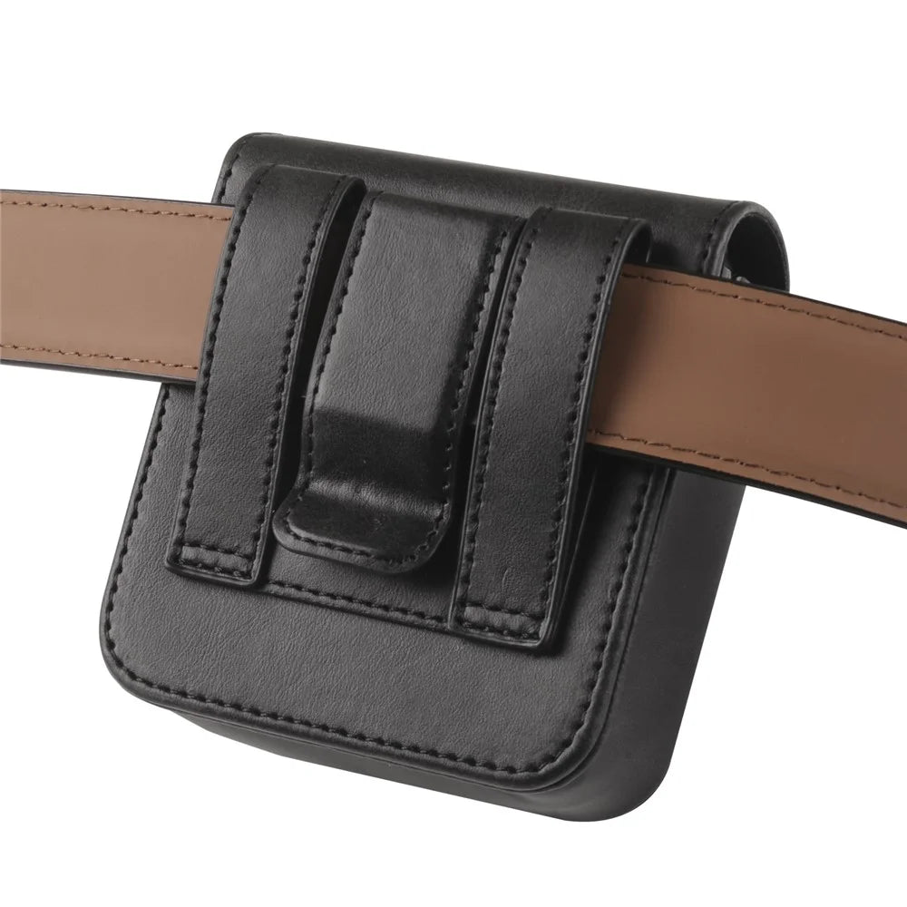Phone Belt Bag for Universal Folding Cell Phones Magnetic Waist Pouch with Card Slots - Black - 4