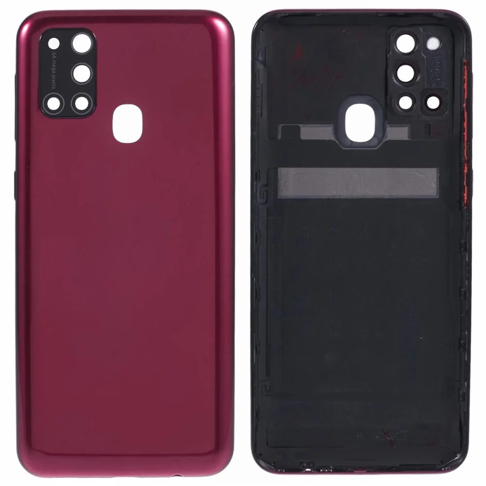 For Samsung Galaxy M31 M315 OEM Battery Housing Cover Repair Part + Camera Lens Cover - Red - 1