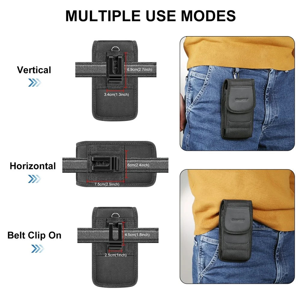 HAWEEL HWL2173B Men Nylon 6.1-6.8inch Phone Storage Vertical Pouch Waist Belt Backpack Strap Hanging Bag - 4
