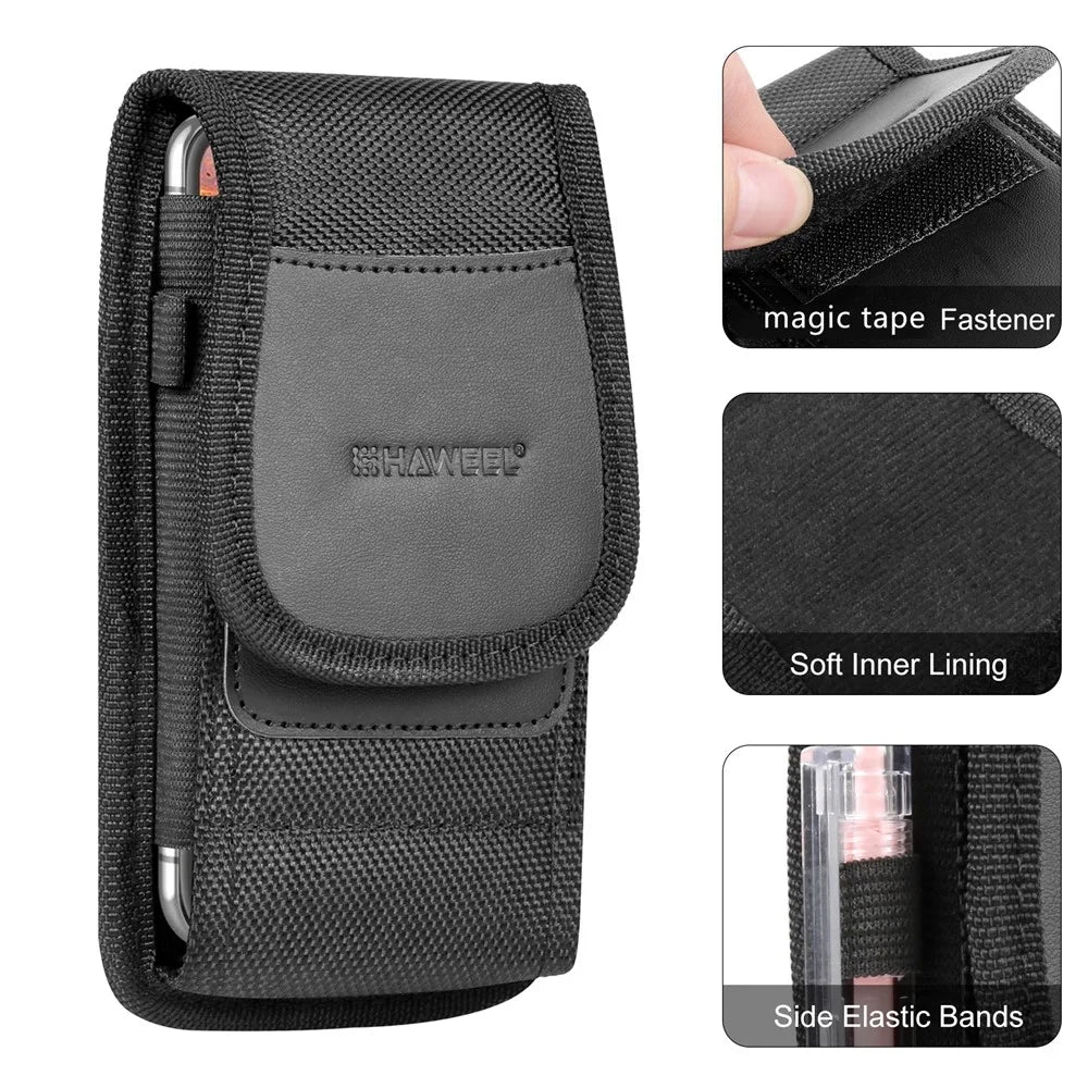 HAWEEL HWL2171B Vertical Cellphone Storage Pouch Nylon Men Waist Belt Hanging Bag for Phone within 4.7-inch - 2