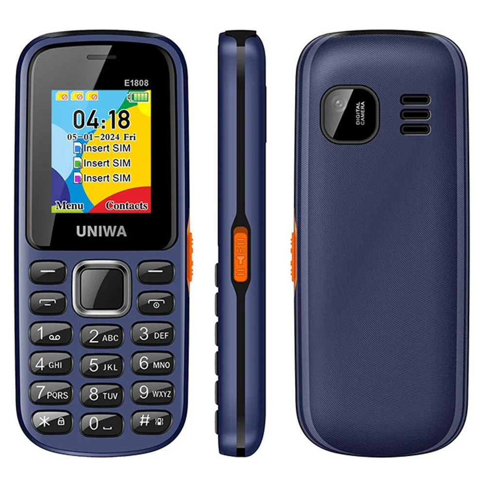 UNIWA E1808 1.77 Inch 3 SIM Card 3 Standby Phone with Flashlight Radio Function - Blue - 1