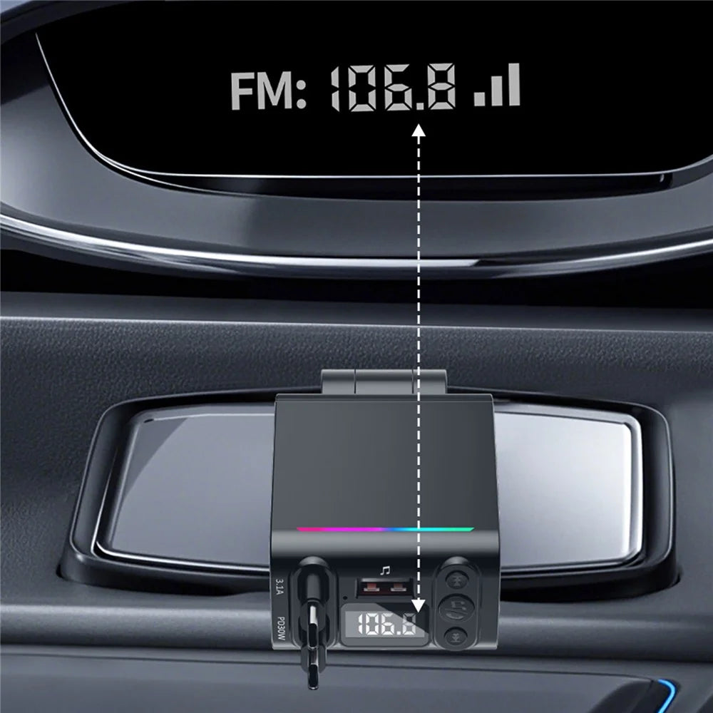 C88 USB Car Charger Cigarette Lighter Adapter with Dual Retractable Cable Bluetooth-Compatible 5.3 - 6