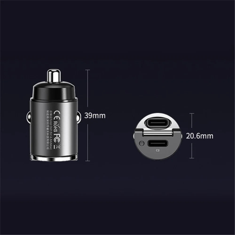 REMAX RCC332 Tanya Pro Series Dual Type-C Car Charger PD 30W Fast Charging Adapter with Mini Ring Handle - Black - 7