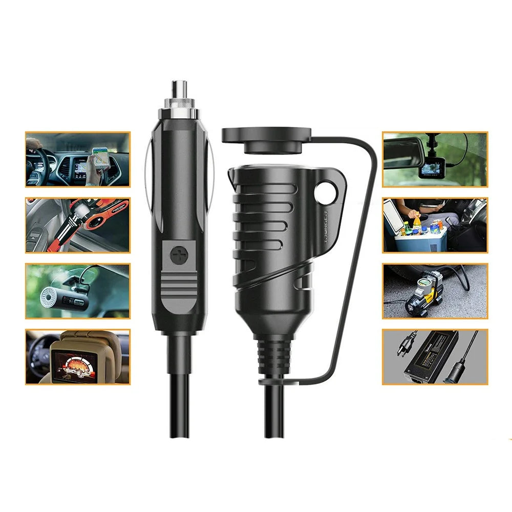 TR-29 3.6m 12V / 24V Car Cigarette Lighter Extension Cord Male Plug to Female Socket 16AWG Extender Cable with 15A Fuse - 2