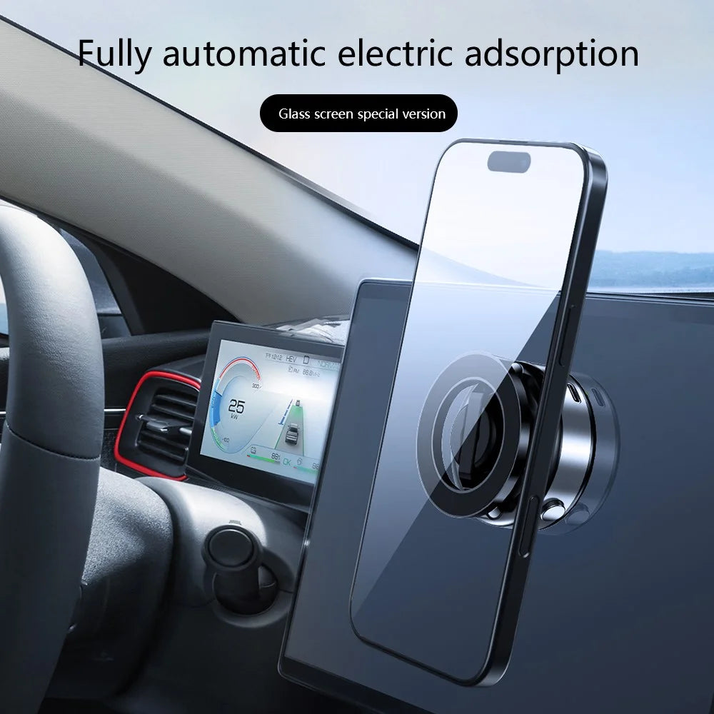 X98 Desktop Car Phone Holder Magnetic Vacuum Suction Electric Absorption Cellphone Stand - Silver - 4