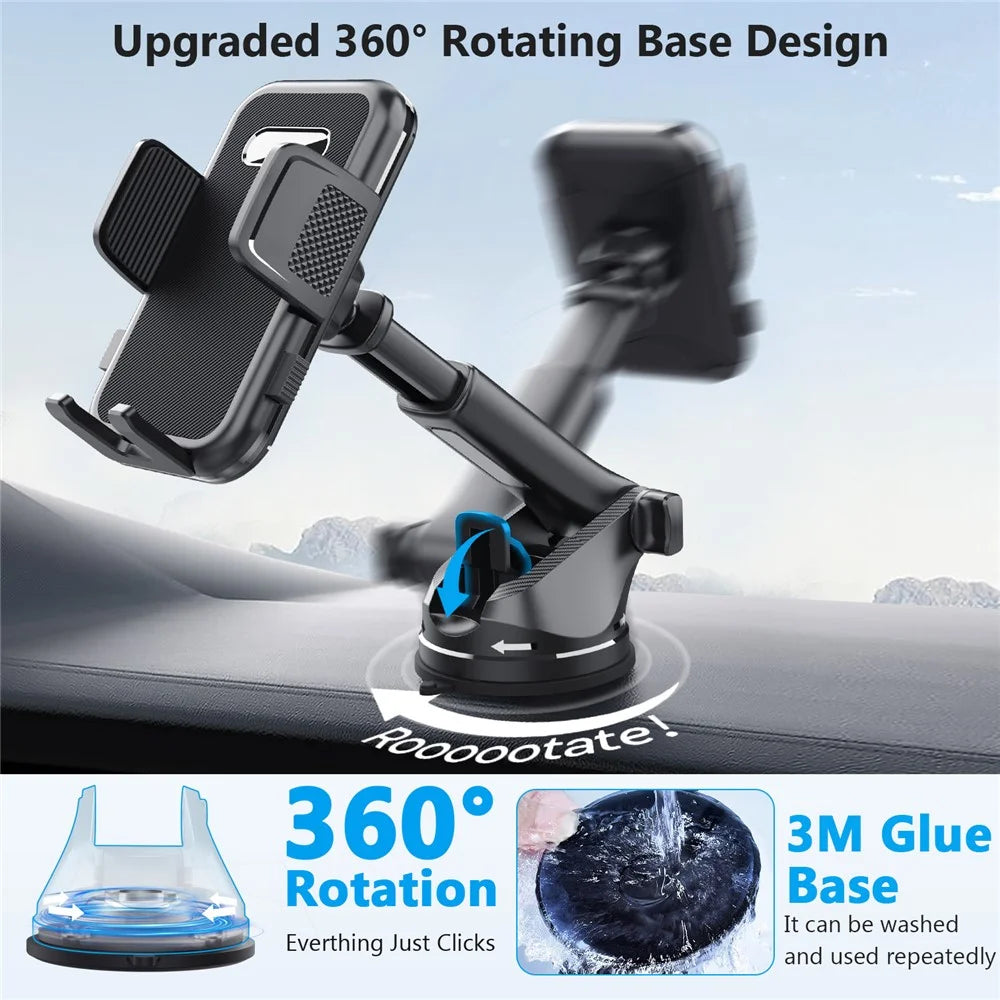 ML239 360 Degree Rotating Car Phone Mount with Telescopic Arm Suction Cup Base Cellphone Holder - 4