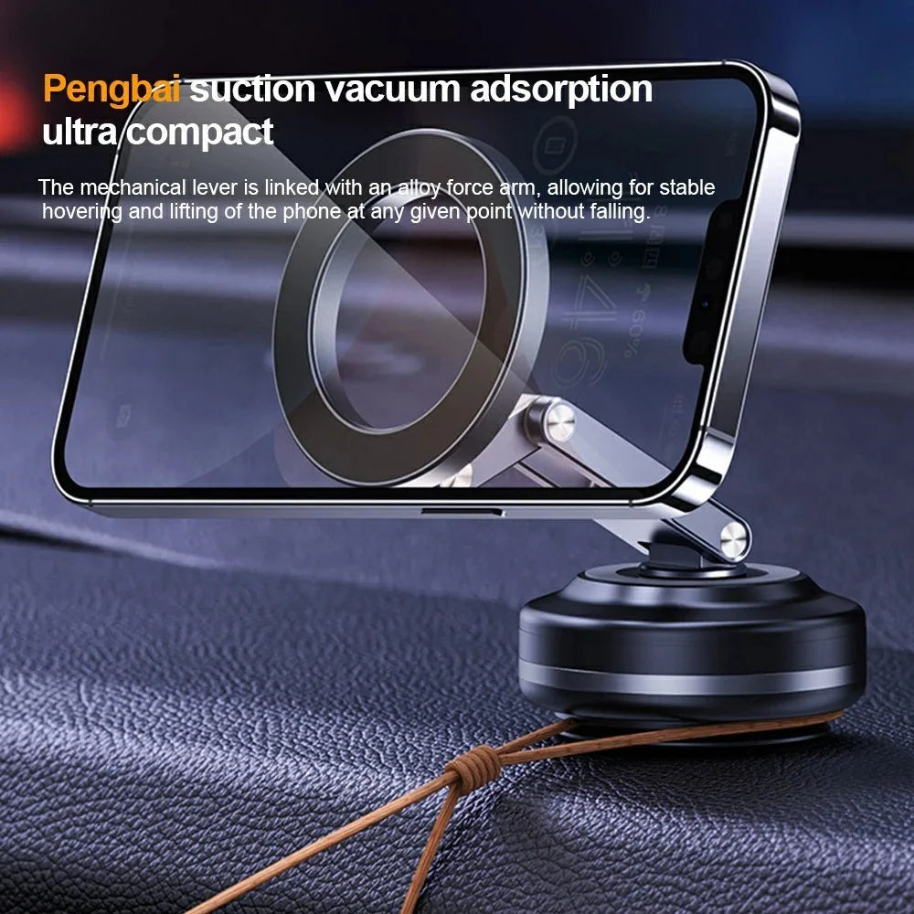 X63 Magnetic Car Phone Navigation Mount Vacuum Suction Cup Foldable Arm Aluminum Alloy Bracket - Grey - 3