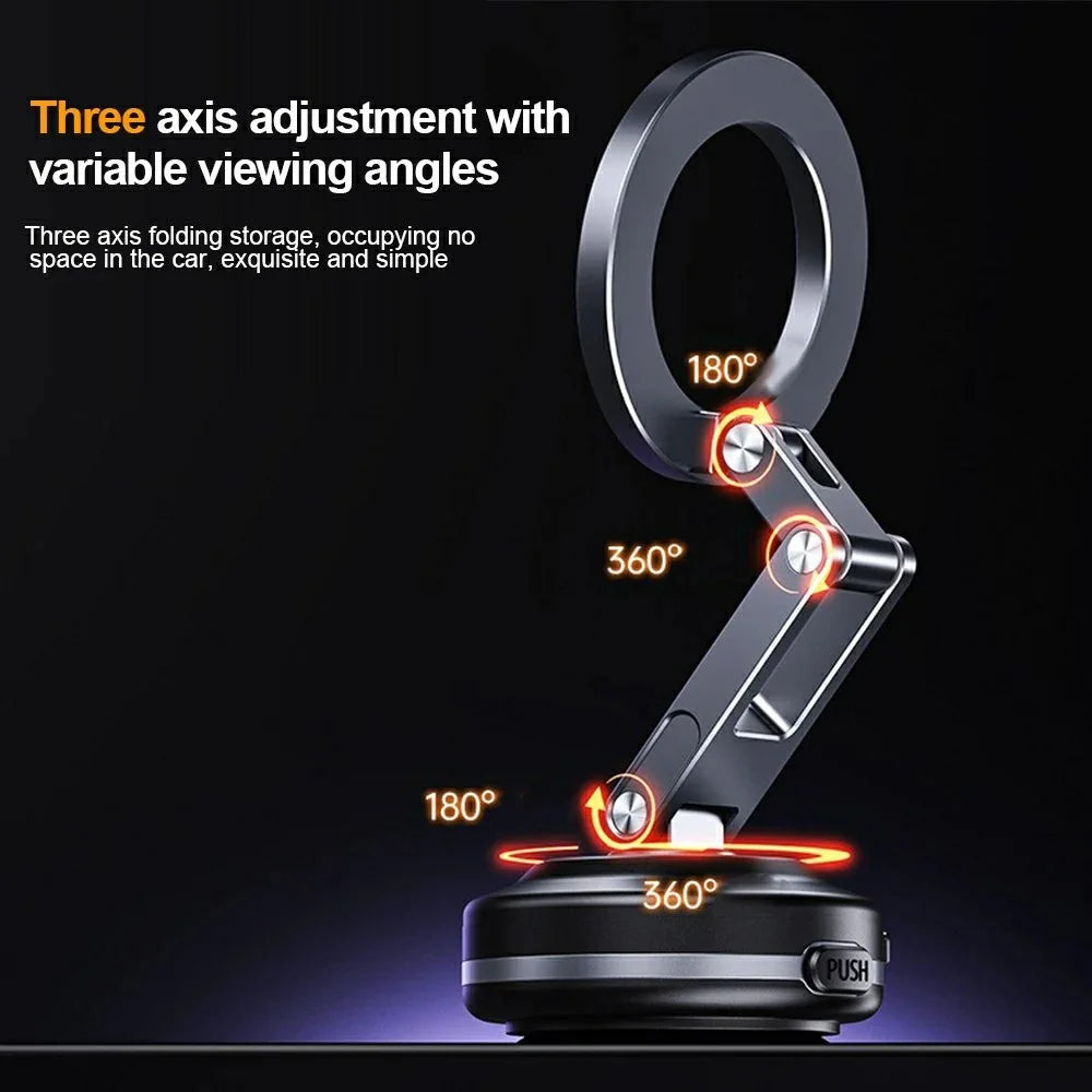 X63 Magnetic Car Phone Navigation Mount Vacuum Suction Cup Foldable Arm Aluminum Alloy Bracket - Grey - 4