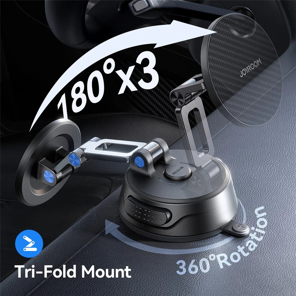 JOYROOM JR-ZS510 Foldable Magnetic Car Phone Holder Suction Cup Base Cellphone Support Bracket - Black - 2