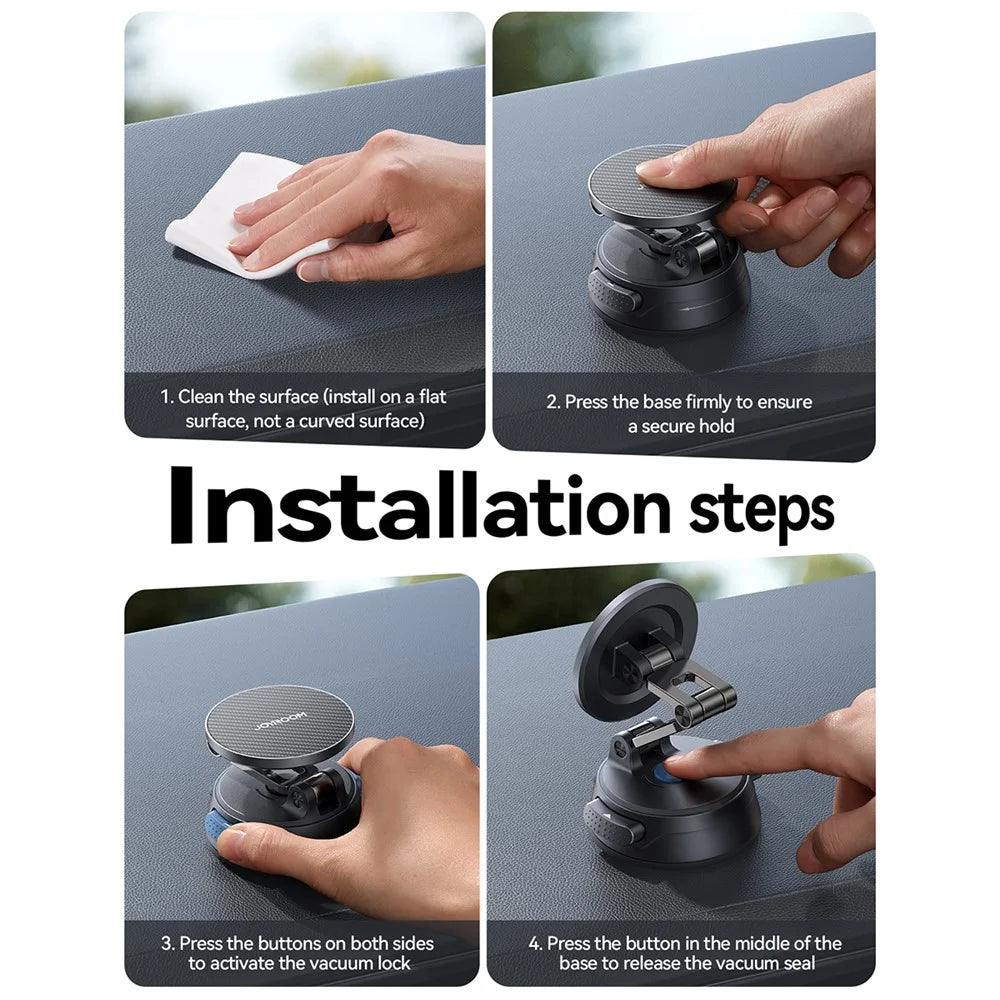 JOYROOM JR-ZS510 Foldable Magnetic Car Phone Holder Suction Cup Base Cellphone Support Bracket - Black - 6