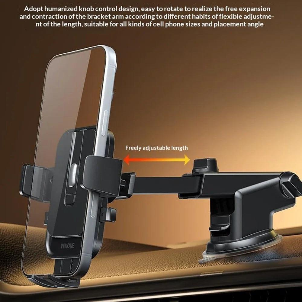 WEKOME WA-S65 Car Mount Holder 360 Degree Rotation Mechanical Suction Cup Dashboard Windshield Phone Stand for 4.7-7.2 Inch Devices - Black - 3