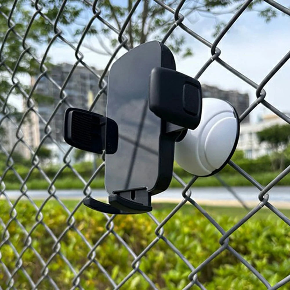 WQ-05 Sports Court Phone Mount 360 Degree Adjustable Fence Clamp Stand for Basketball Tennis Football Field Outdoor Recording - White - 7