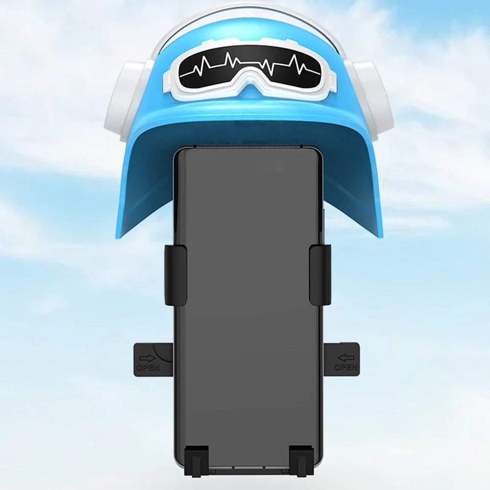 Motorcycle Electric Bike Handlebar Phone Holder Stand with Sunshade Helmet - Blue - 2