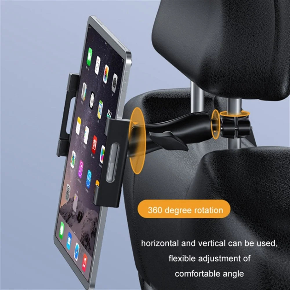 Car Headrest Metal Phone Mount Stretchable Car Seat Back Tablet Holder Compatible with 4.7-11 inch Cellphone, Tablets - 3