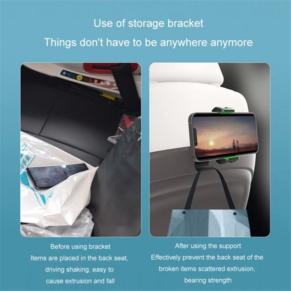 Multi-functional Clip-on Car Back Seat Mobile Phone Holder Bracket Hook Hanger - Grey - 5