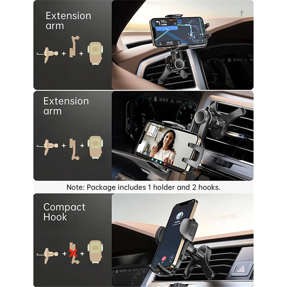 A034 10th Gen Y-shaped Base Car Air Vent Hook Mount Bracket Plastic Mobile Phone Holder - Green - 2