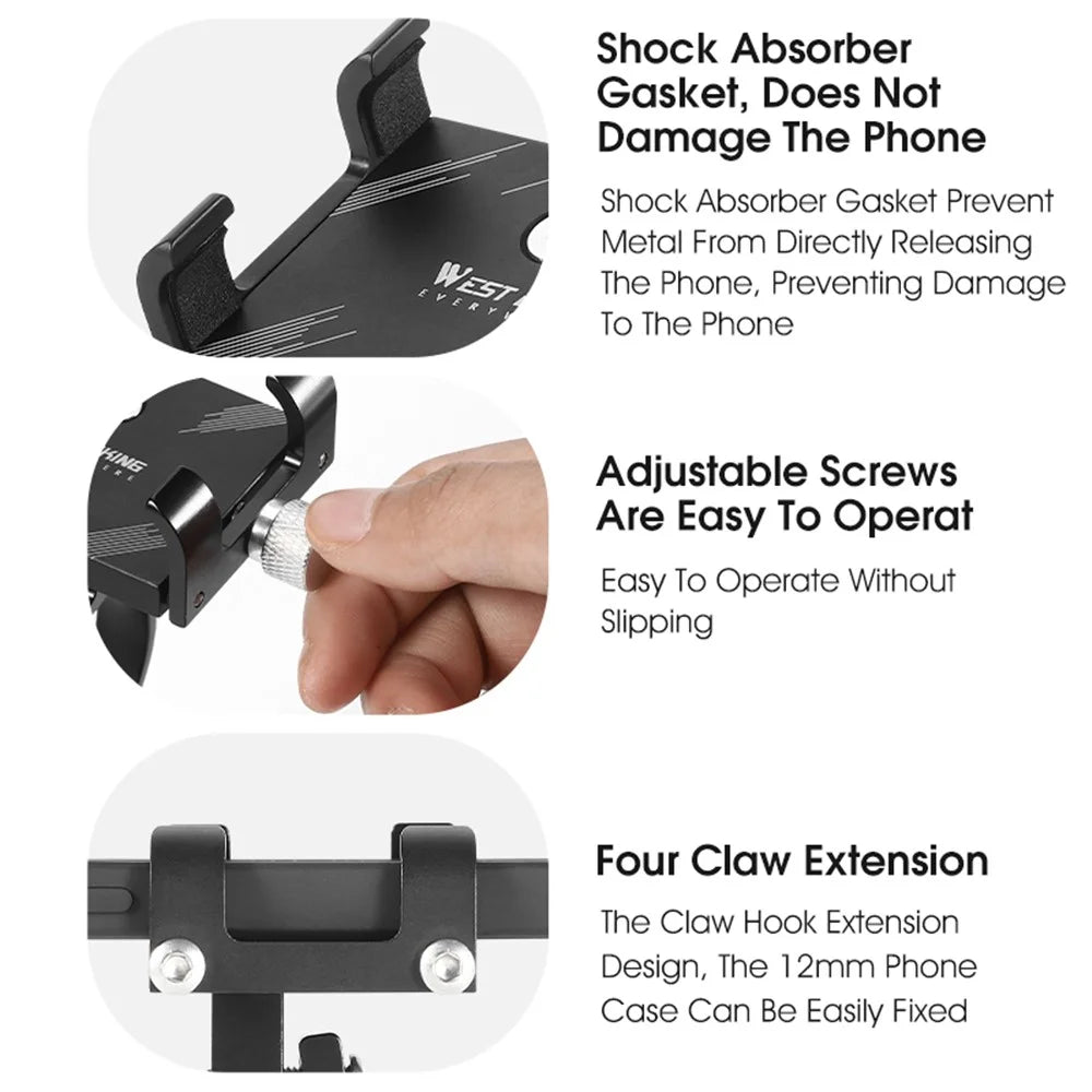WEST BIKING YP0715068 Bike Handlebar Phone Holder Aluminum Alloy Cycling Phone Bracket - Meteor - 7