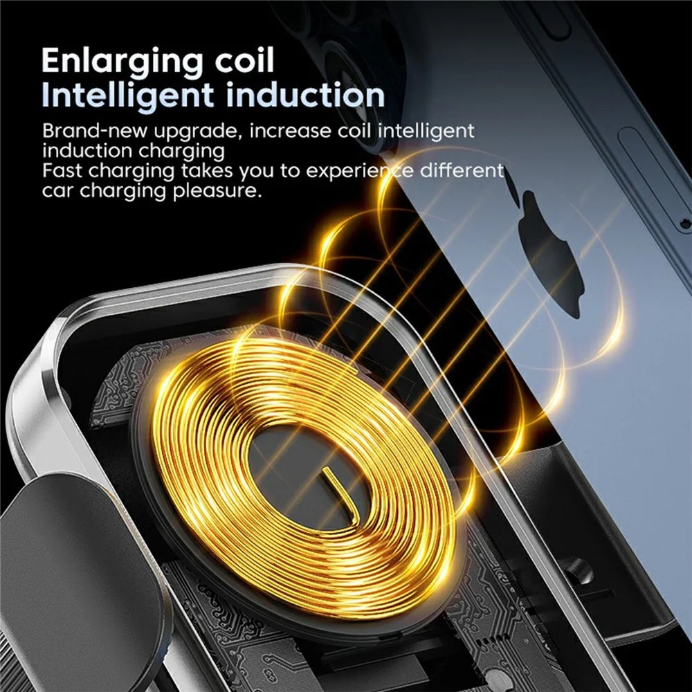 X10s 66W High Power Intelligent Induction Car Air Vent Hook Wireless Charger - Silver - 5