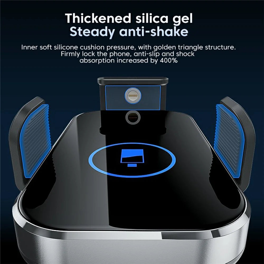 X10s 66W High Power Intelligent Induction Car Air Vent Hook Wireless Charger - Silver - 7