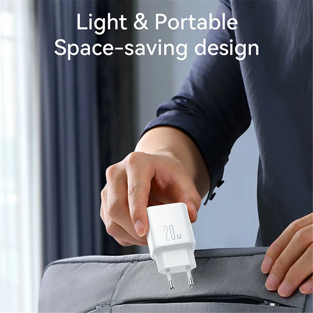 JOYROOM JR-TCF20 Mini PD 20W Quick Charger Travel Power Plug Adapter with Type-C to 8-Pin Cable, EU Plug - 6