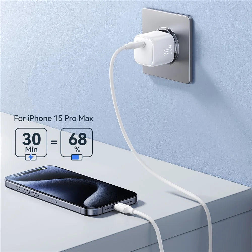 JOYROOM JR-TCG08 PD 20W Fast Charging GaN Charger Mini Power Adapter for iPhone 16-15 Series , EU Plug - White - 3