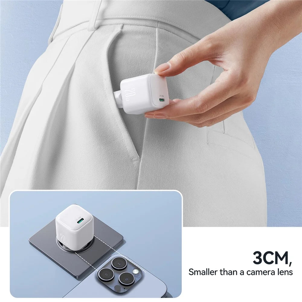 JOYROOM JR-TCG08 PD 20W Fast Charging GaN Charger Mini Power Adapter for iPhone 16-15 Series , EU Plug - White - 4