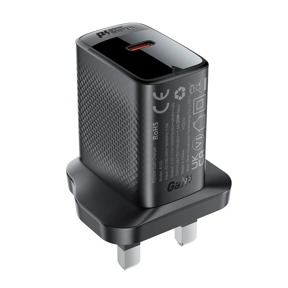 ACEFAST A103 PD 30W GaN Charger Single USB-C Port Phone Wall Charger, UK Plug - 2