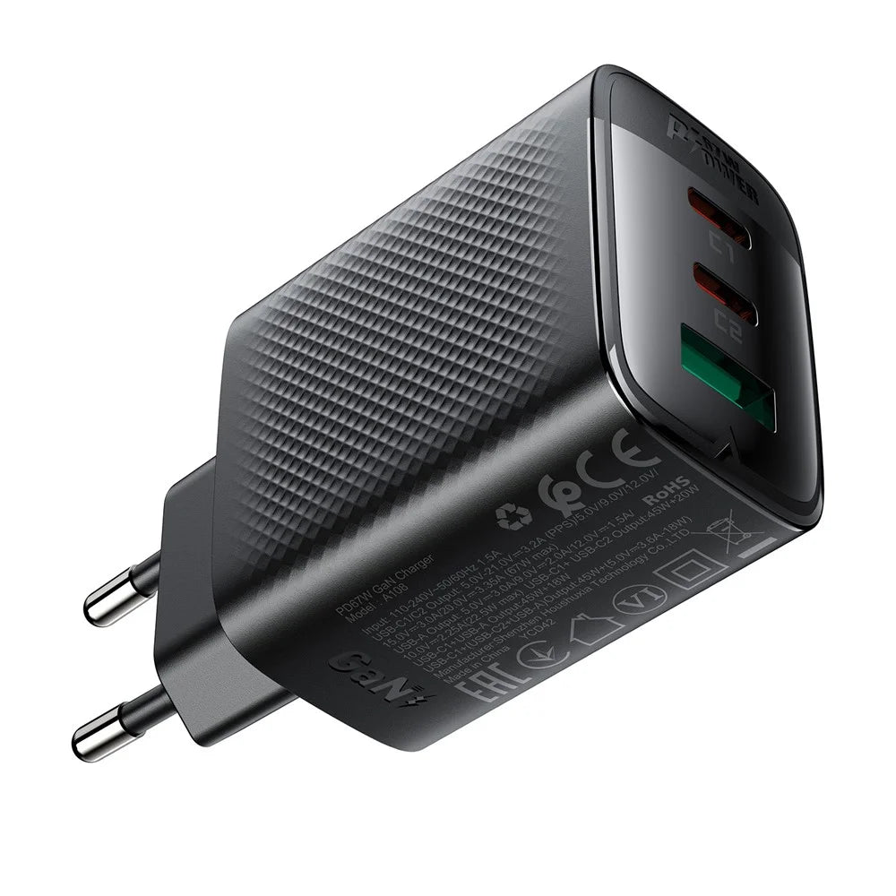 ACEFAST A108 PD 67W GaN Charger 2 USB-C + USB-A Fast Charging Adapter - EU Plug - 4