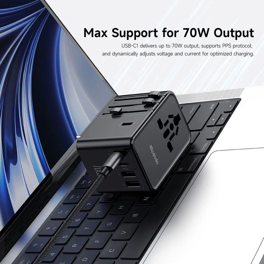MCDODO CP-5980 MDD G5 Series 70W Global Wall Charger 3 USB-C + 2 USB-A Universal Travel Adapter Charger Set with Type-C Cable - 4