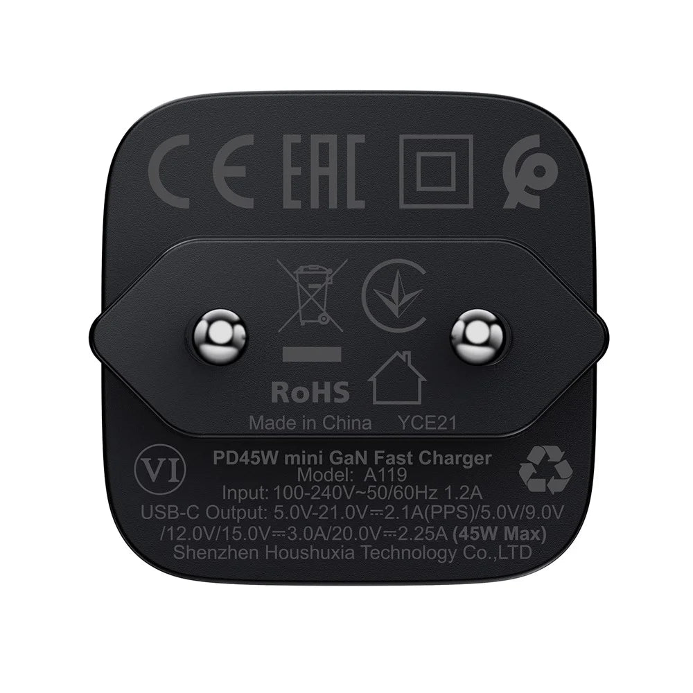 ACEFAST A119 USB-C Mini GaN Wall Charger 45W PD Fast Charging Travel Adapter - EU Plug - 7