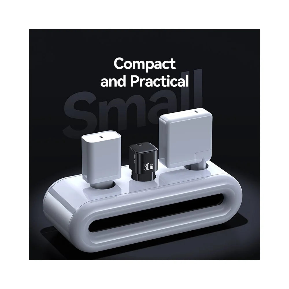 USAMS CC262 30W GaN Mini Fast Charger Type-C Port Power Adapter, EU Plug - Black - 4