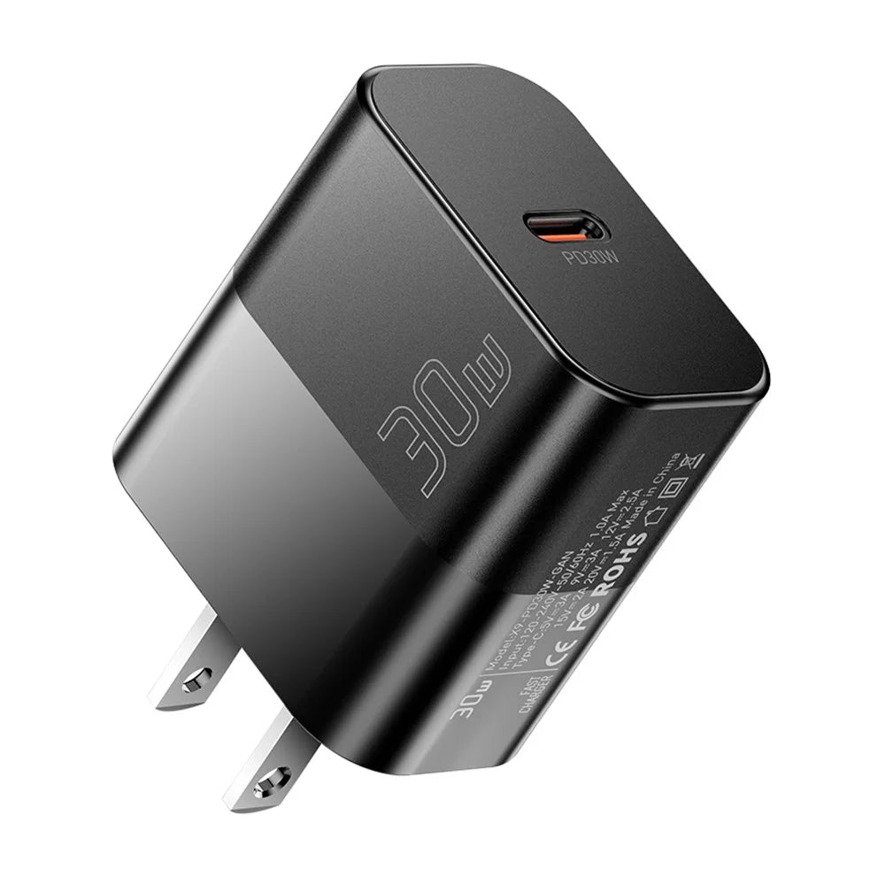 ESSAGER ABS PD 30W Wall Charger USB-C Fast Charging Mobile Phone Adapter Safe Efficient Charger - Black / US Plug - 1