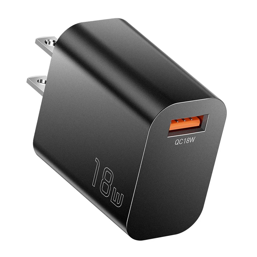 ESSAGER Max 18W Fast Charging USB Wall Charger Travel Power Adapter - Black / US Plug - 2