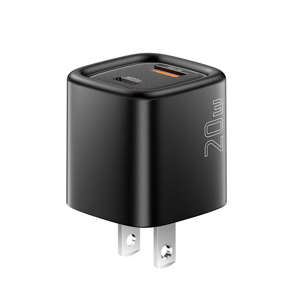 ESSAGER Max 20W Travel Charger Dual Port USB A + Type C Fast Charging Smart Temperature Control - Black / US Plug - 4
