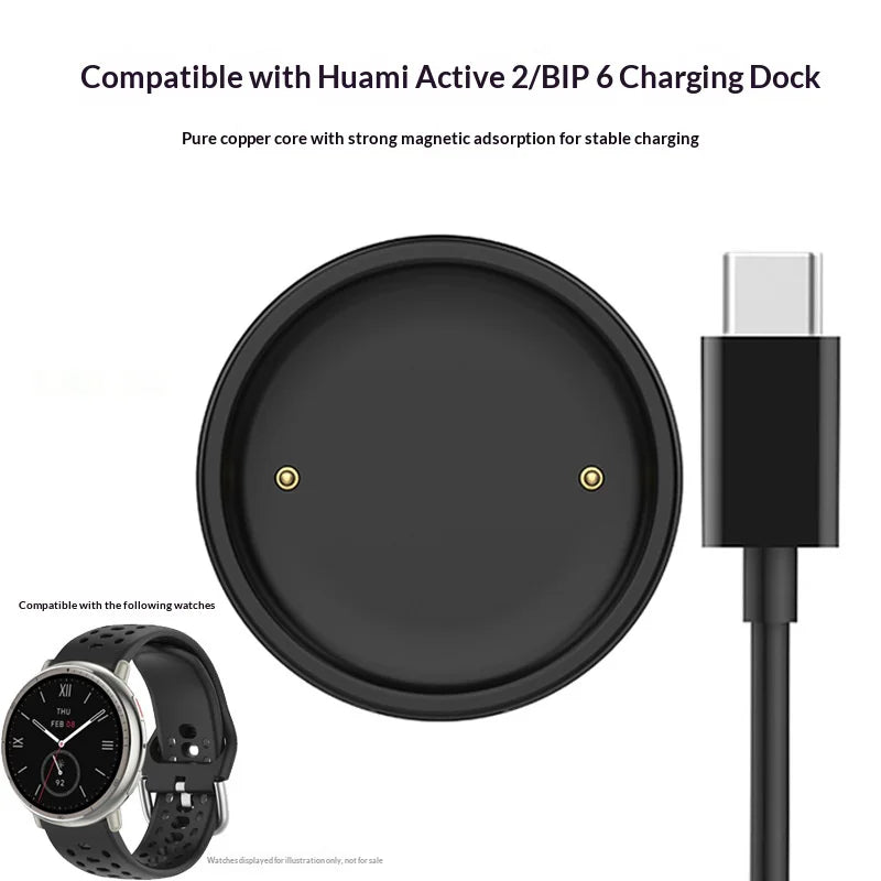 For Huami Amazfit Active 2/Bip 6 Smart Watch Magnetic Charging Dock with 100cm Type-C Charging Cable - 3