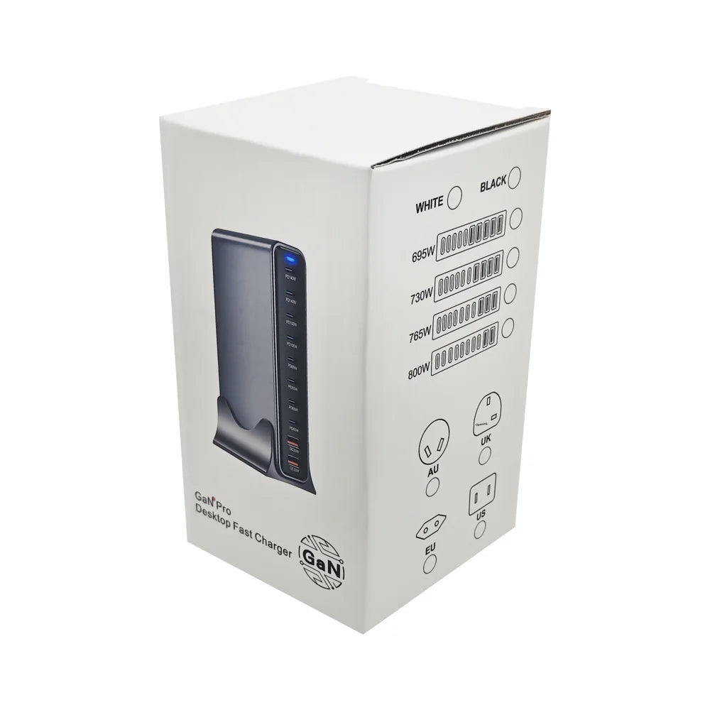 800W GaN Desktop Charger Station Type-C + USB-A Multi Port Fast Charging Power Adapter - US Plug - 5