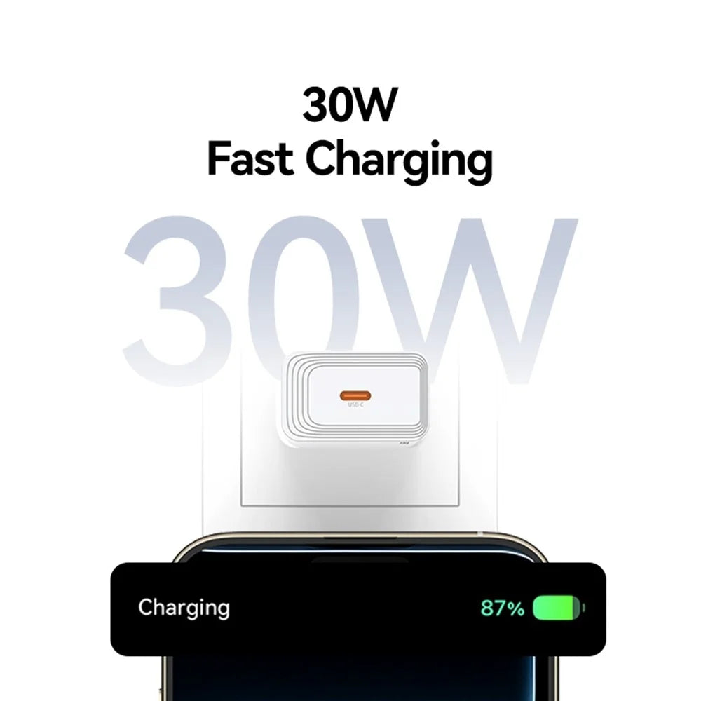 USAMS CC329 T69 30W Charger Adapter Fast Charging PD3.0 Protocol Wide Voltage Wall Charger, EU Plug - 6