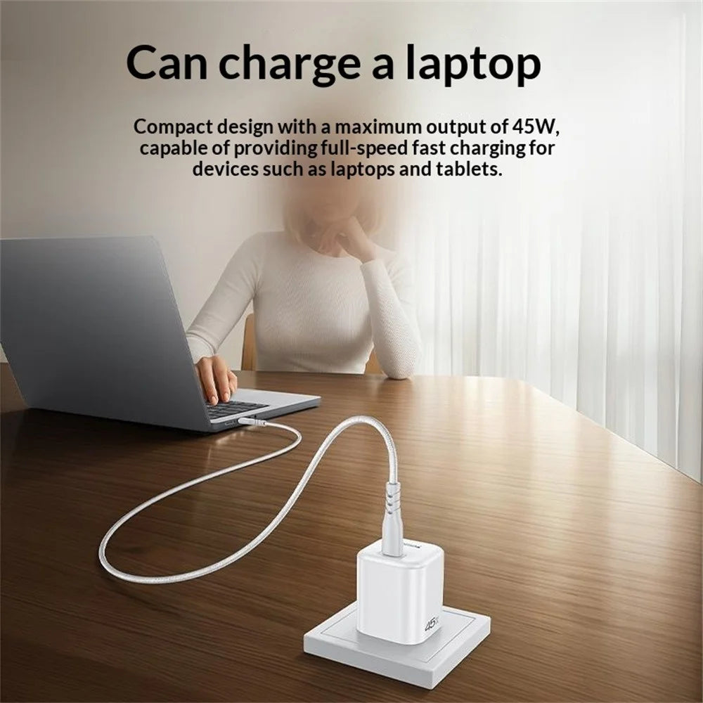 YESIDO YC26U PD 45W GaN Charger Single Port Fast Charging Adapter + Type-C to Type-C Cable , US Plug - White - 4