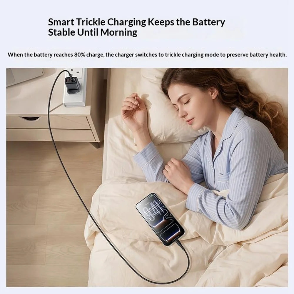 YESIDO YC163L 25W Fast Charger with USB-C to iP Cable Digital Display 3-Port Power Adapter, UK Plug - Black - 5