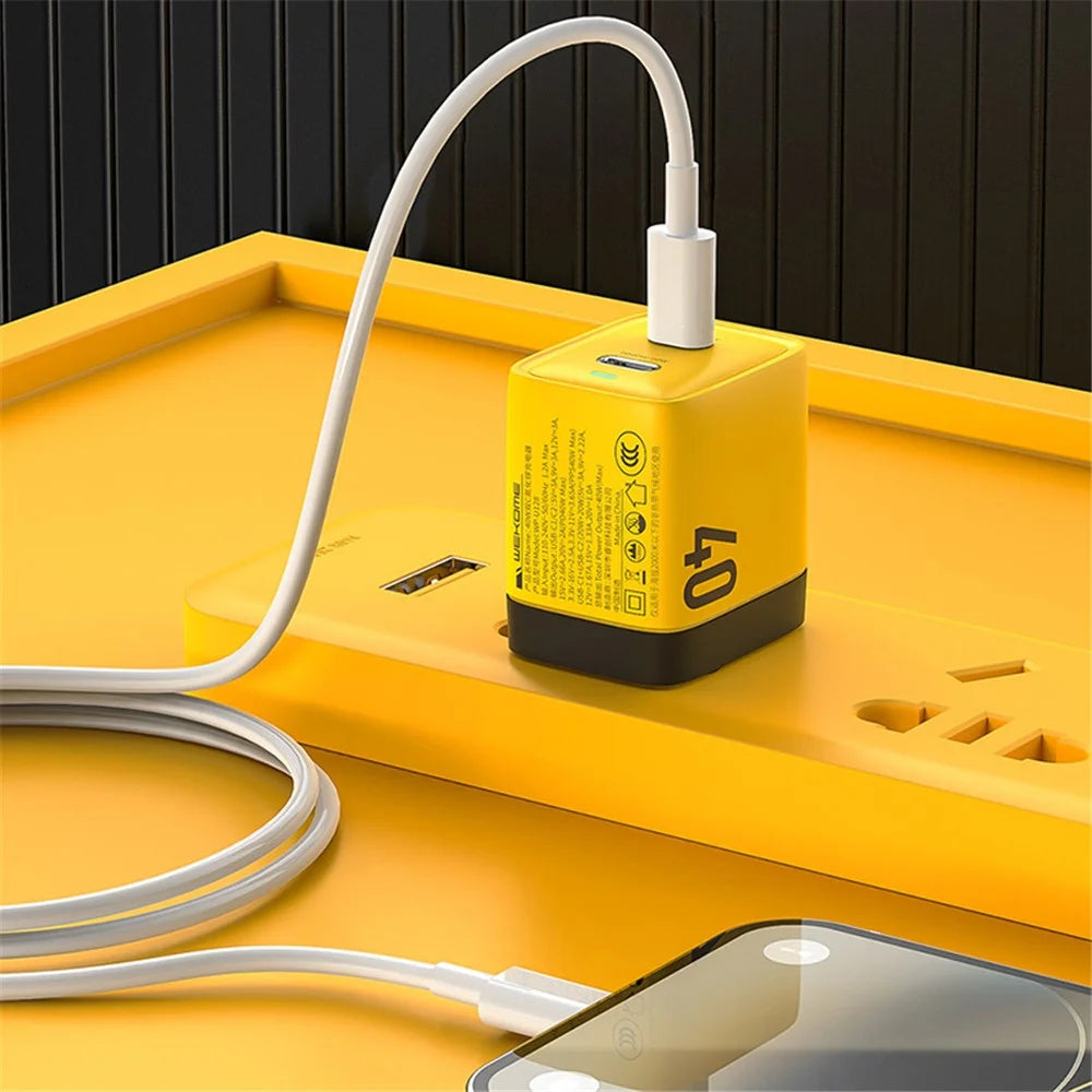 WEKOME WP-U128 40W GaN Dual Type-C Port Wall Charger Phone Fast Charging Adapter - UK Plug - 7