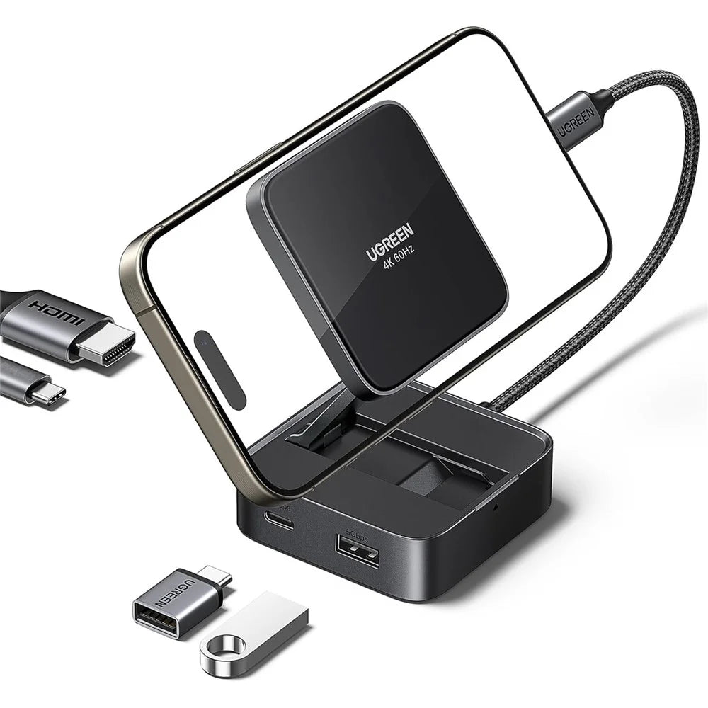 UGREEN USB C 4-in-1 Foldable Hub 4K 60Hz HD PD 100W USB 3.0 Docking Station For iPhone 15 / 16 Android Laptops - 1