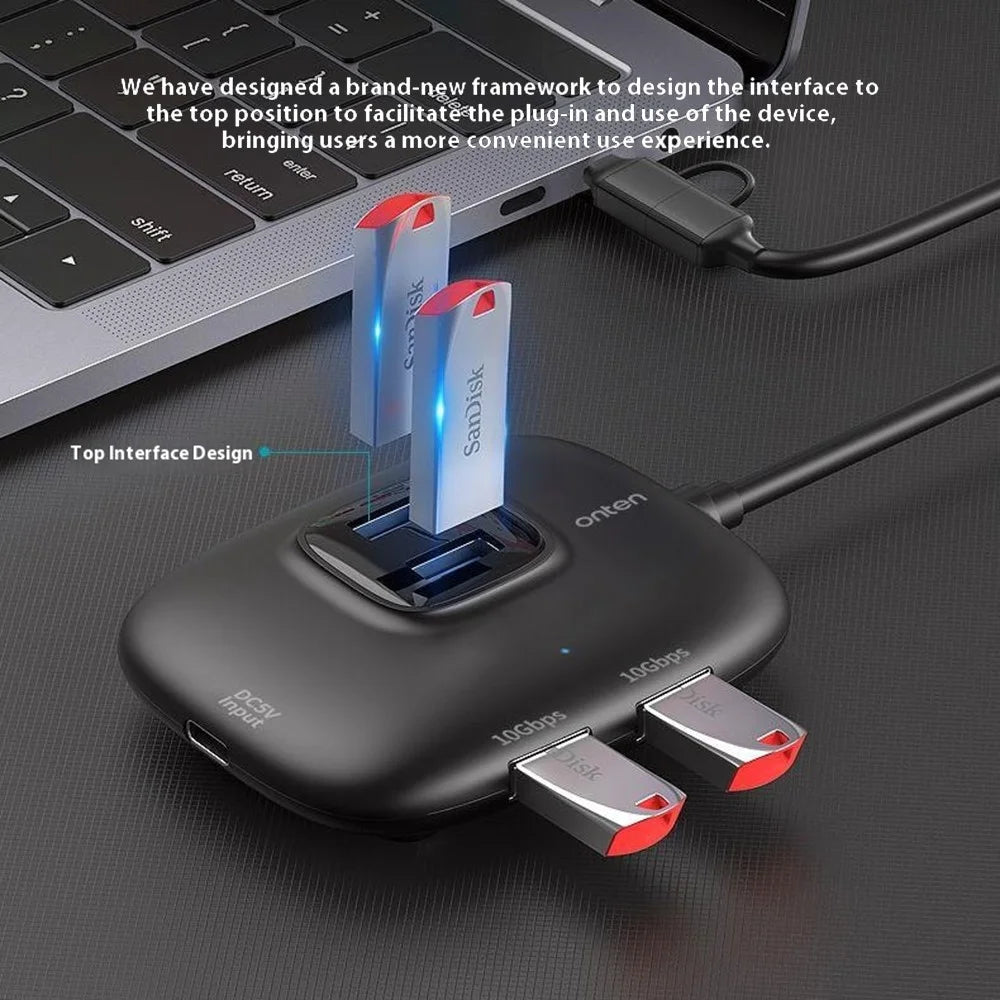 ONTEN OTN-UCA610 USB-A / USB-C to 4 x USB3.0 + USB-C Hub 10Gbps Transfer Speed Adapter - 5