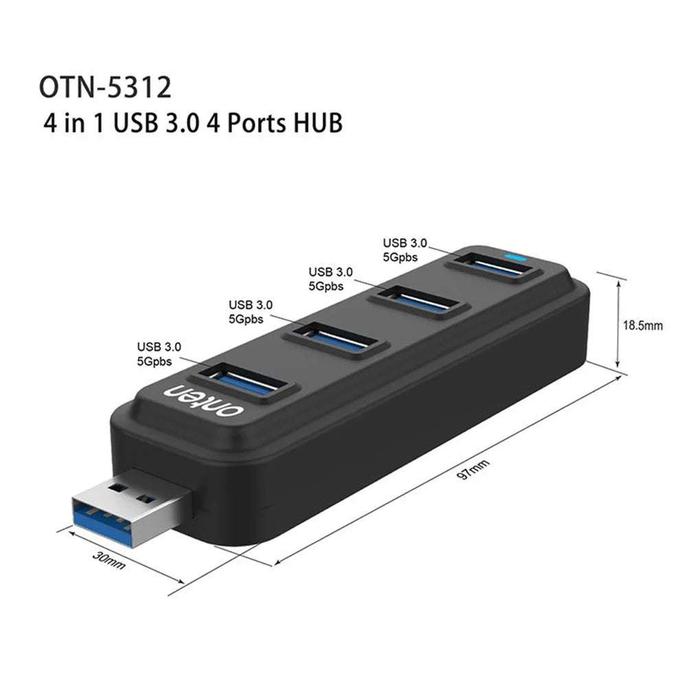 ONTEN 5312 USB3.0 to 4 x USB3.0 Hub 5Gpbs High Speed Data Transfer Adapter - 7