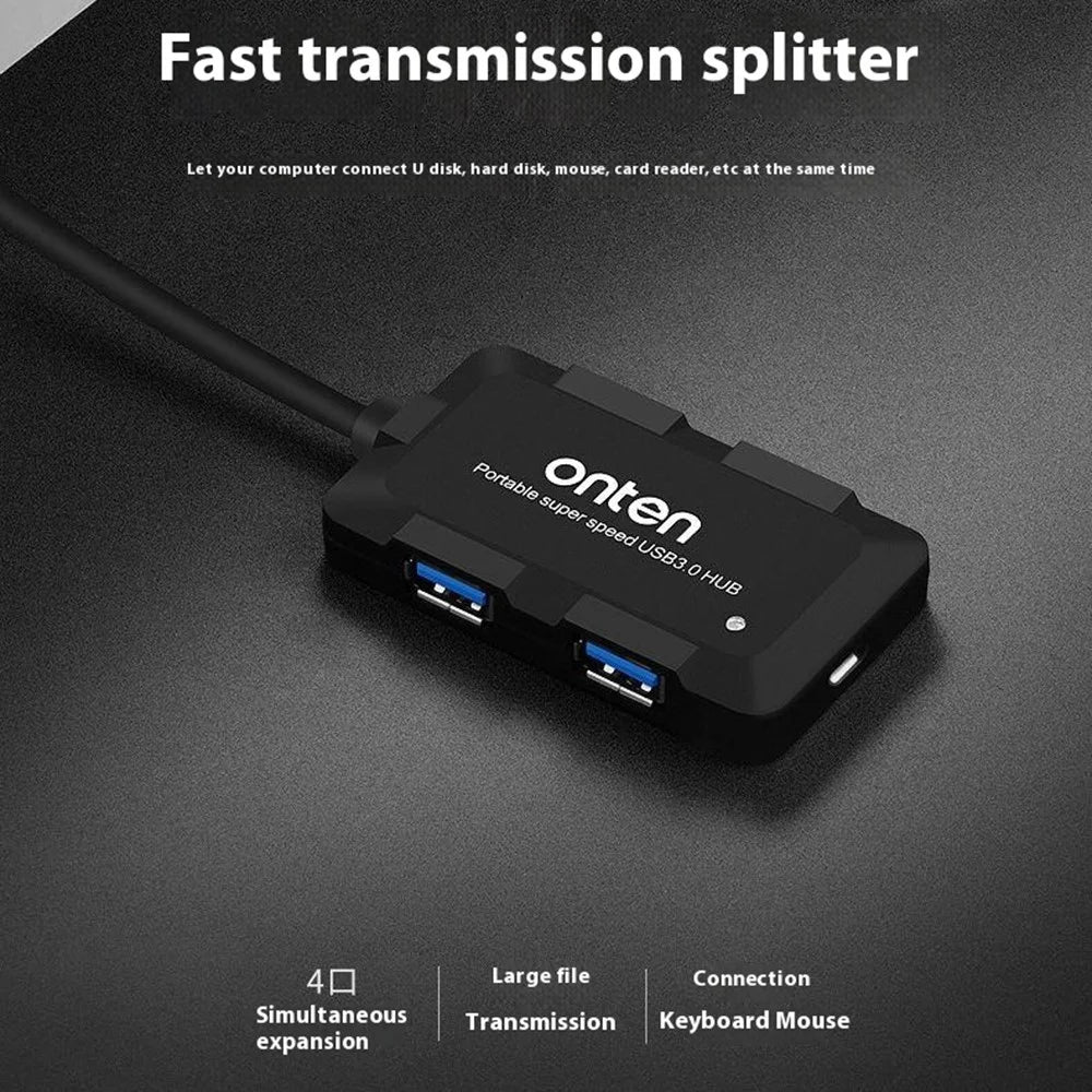 ONTEN 8102B 4-Port USB 3.0 Hub Square Powered Splitter With Smart BC1.2 Charging Protocol 480Mbps / 5Gbps - 2