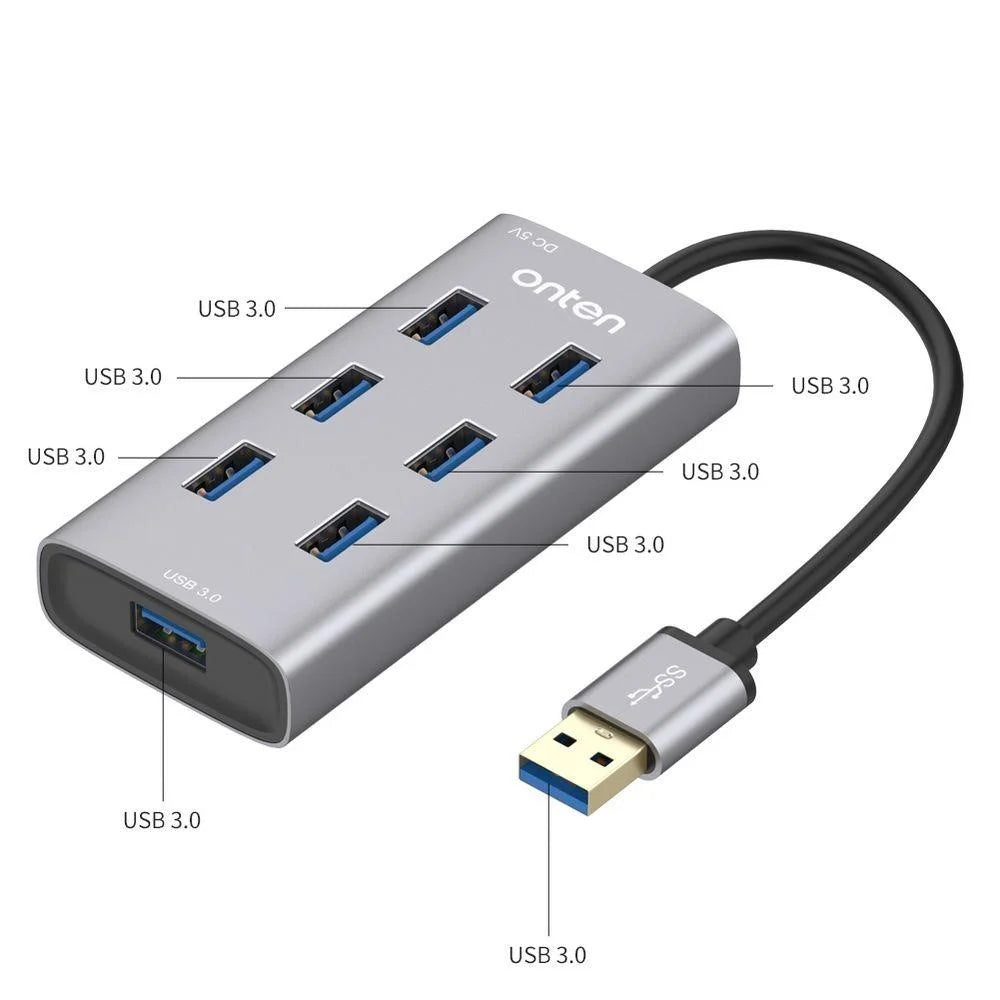 ONTEN 8108 Computer 7 Port USB 3.0 Hub Aluminum Alloy Multi USB Expansion Splitter - 5