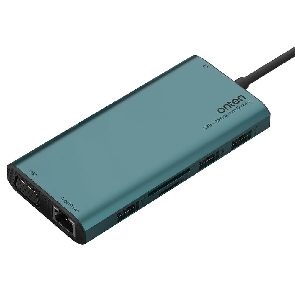 ONTEN UC601 USB 3.0 Hub Docking Station Gigabit Ethernet RJ45 / Dual HD 4K / Type-C Multifunction Adapter - Green - 1
