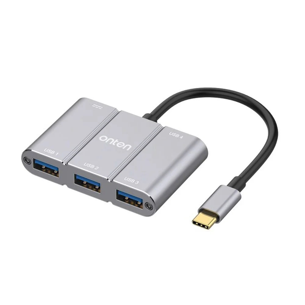 ONTEN 9506B High Speed 4 x USB 3.0 Hub 5Gbps Transfer Rate Aluminum Alloy Type-C Expansion Adapter - 1