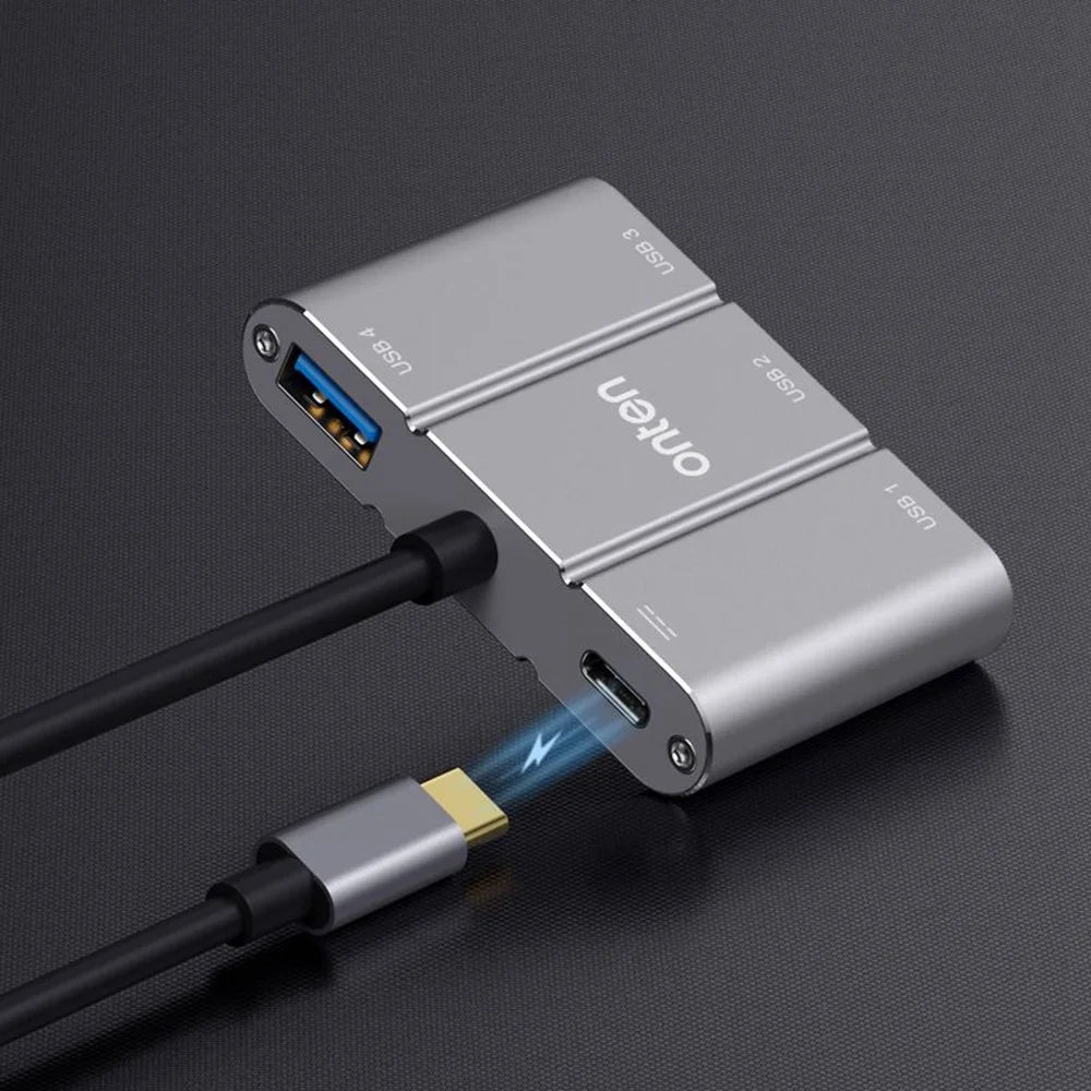 ONTEN 9506B High Speed 4 x USB 3.0 Hub 5Gbps Transfer Rate Aluminum Alloy Type-C Expansion Adapter - 7